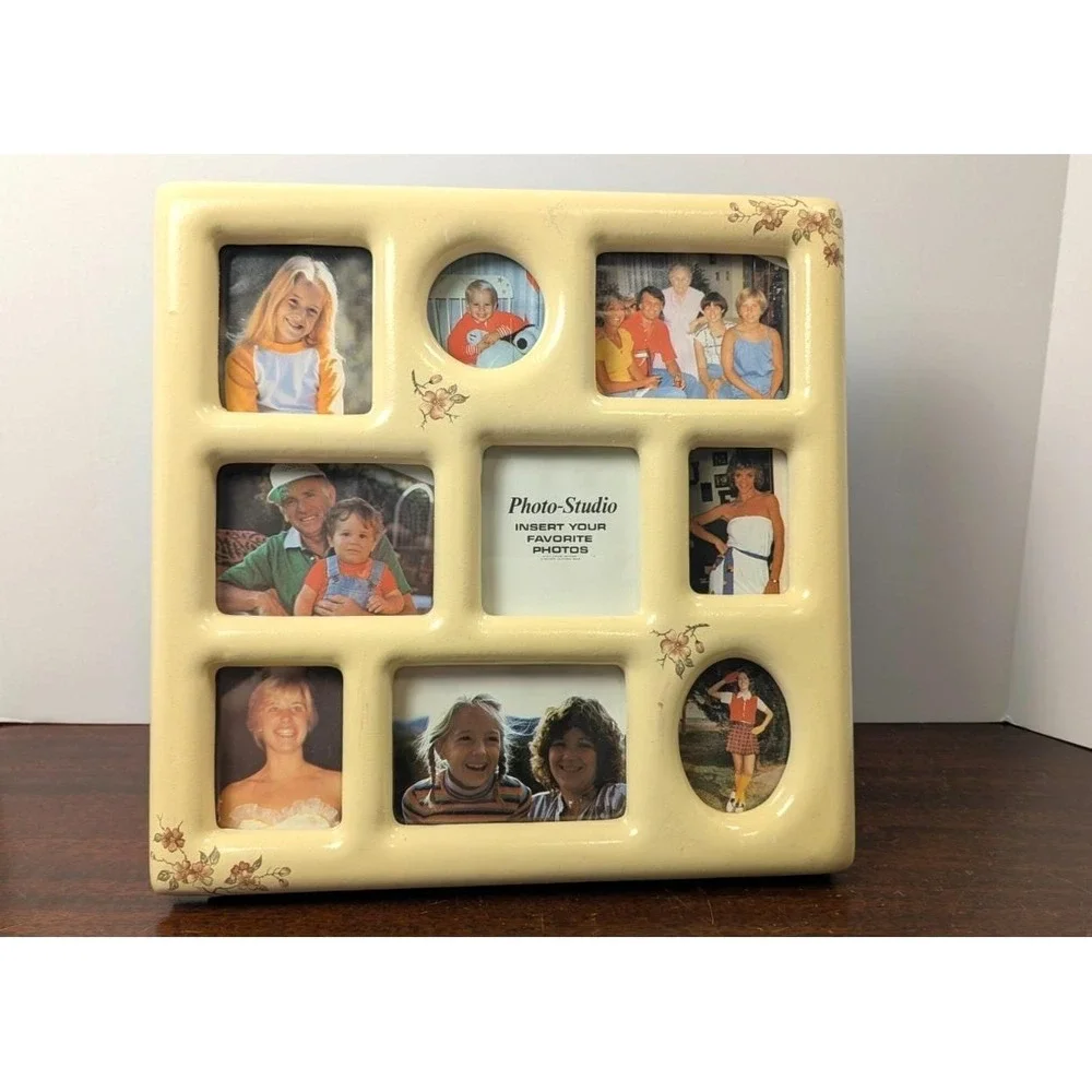 Vintage Photo-Studio Multi Opening Picture Frame 1977 Cream Floral Cottage Decor